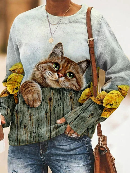Nora | Women’s Whimsical Cat Print Relaxed Shirt main image 0