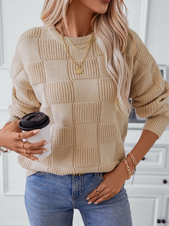 Plain Long Sleeve Comfy Casual Yarn/Wool Yarn Sweater main image 0