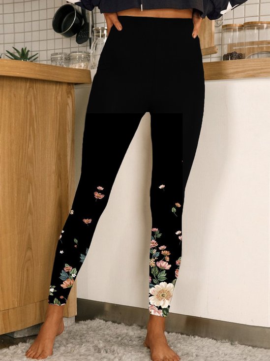 Casual Floral Long Leggings