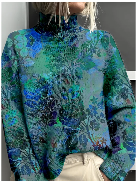 Vintage Mock Neck 3D Printing Sweatshirt