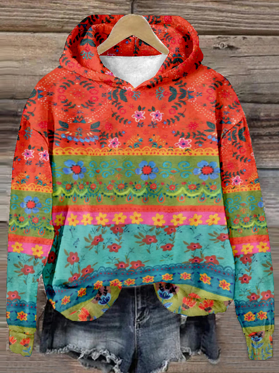 Casual Hoodie Floral Sweatshirt