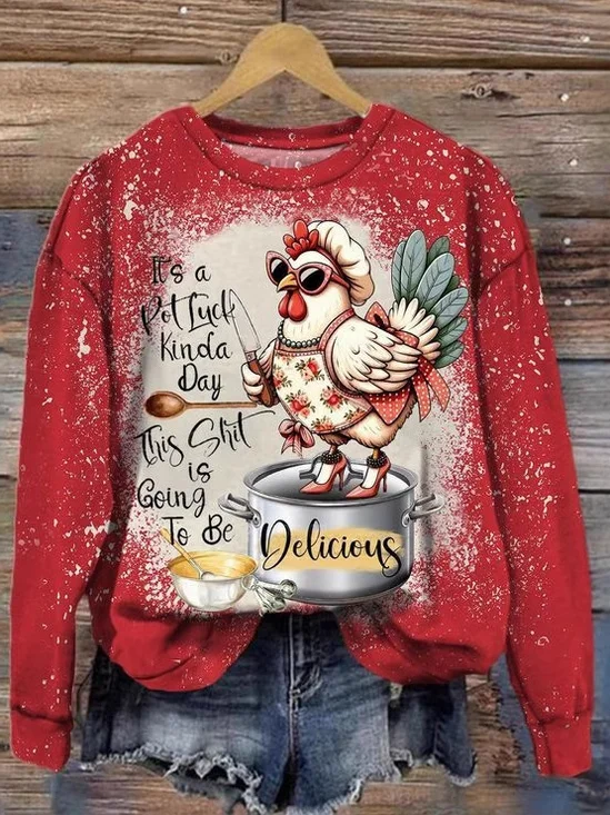 Casual Crew Neck Funny Art Print Sweatshirt Zipper