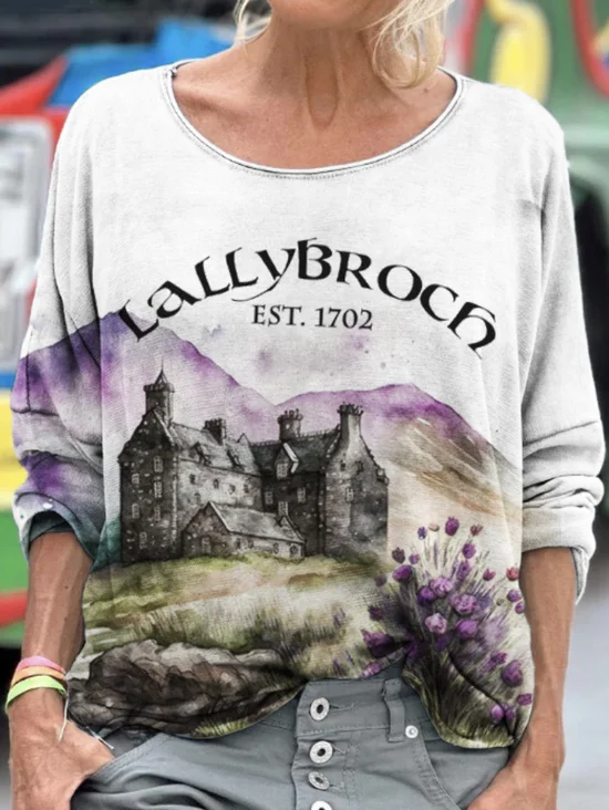 Vintage Plaid Crew Neck Long Sleeve T-shirt