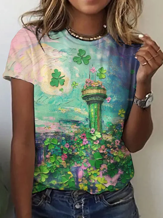 Vintage St. Patrick's Day Animal Crew Neck Short Sleeve T-shirt