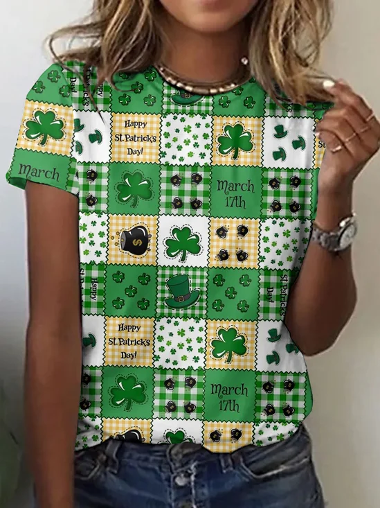 Vintage St. Patrick's Day Animal Crew Neck Short Sleeve T-shirt