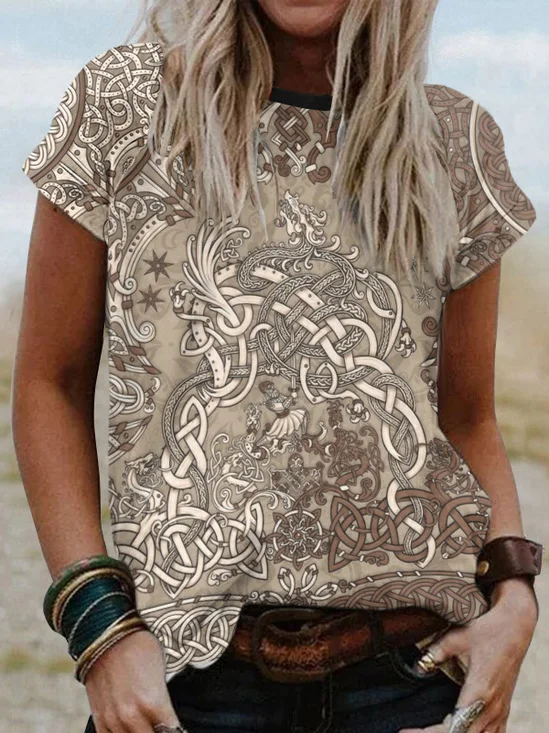 Vintage Animal Crew Neck Short Sleeve T-shirt