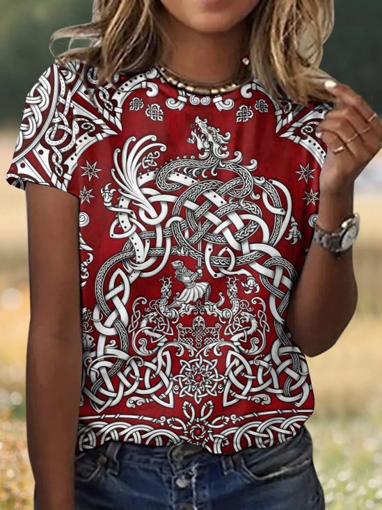 Vintage Animal Crew Neck Short Sleeve T-shirt