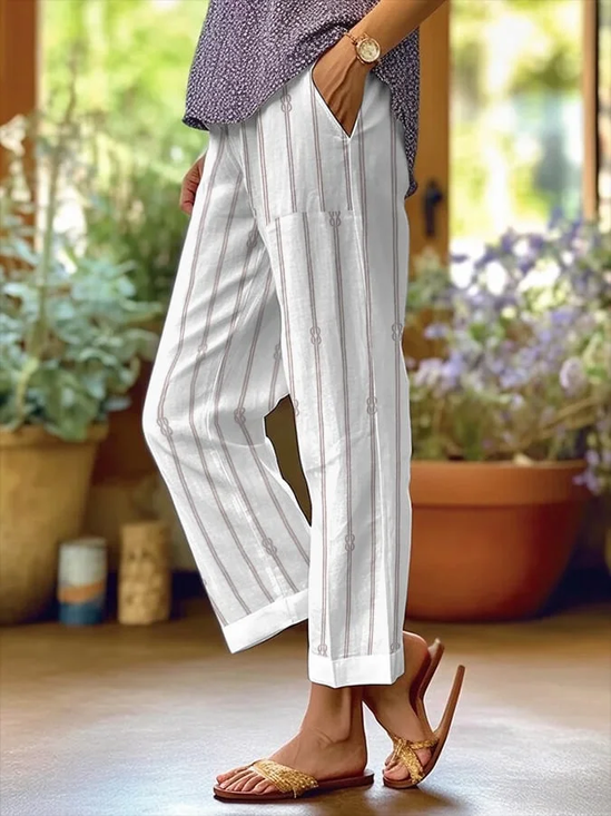Women Striped Ankle Pants Pants Casual Spring/Fall Trousers
