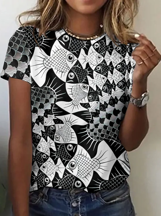 Vintage Animal Crew Neck Short Sleeve T-shirt