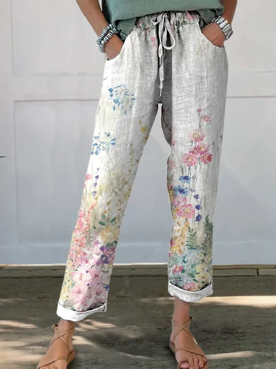 Women Floral Ankle Pants Pants Casual Spring/Fall Trousers