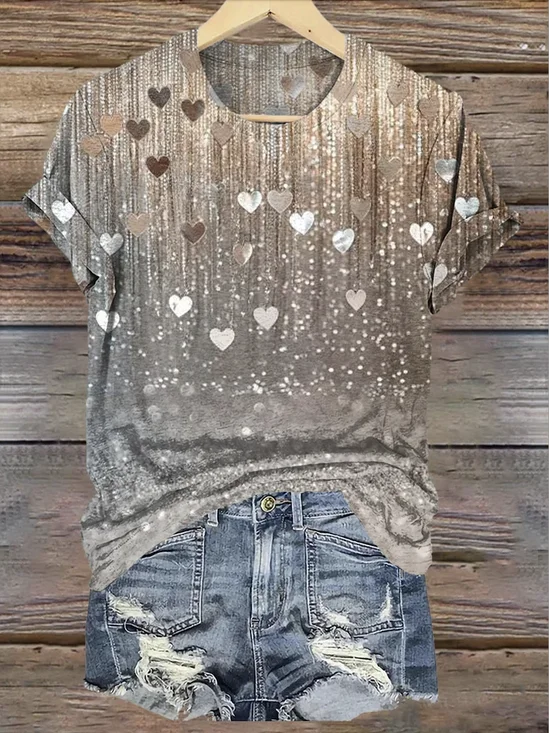 Vintage Geometric Crew Neck Short Sleeve T-shirt