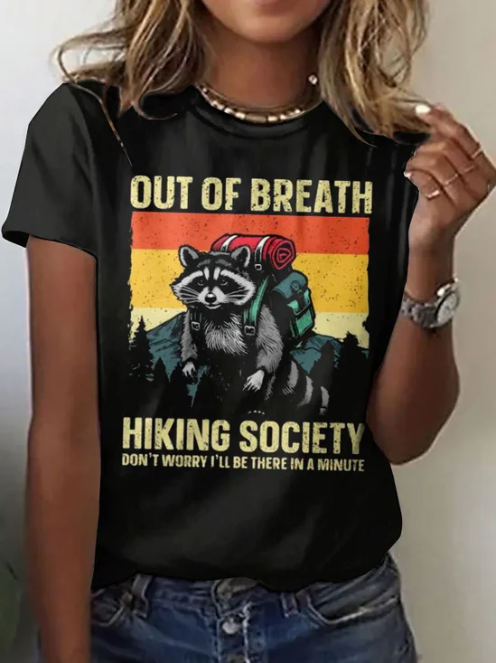 Casual Animal Crew Neck Short Sleeve T-shirt