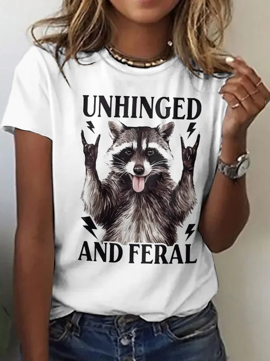 Casual Animal Crew Neck Short Sleeve T-shirt