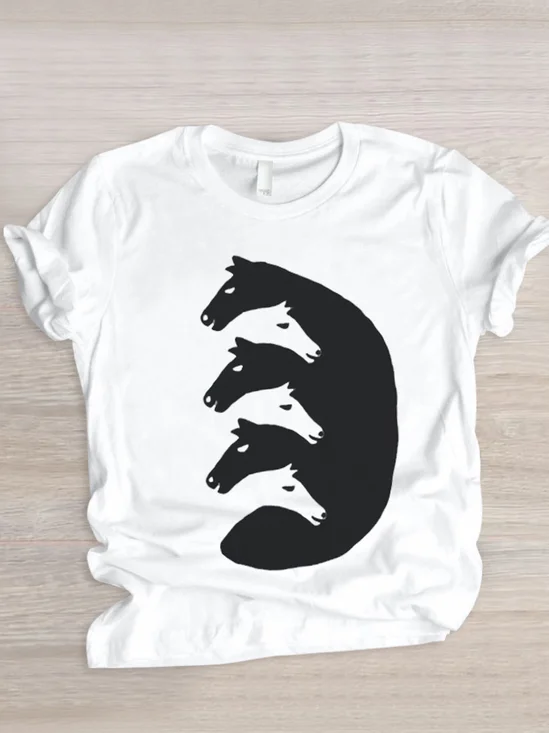 Casual Animal Crew Neck Short Sleeve T-shirt