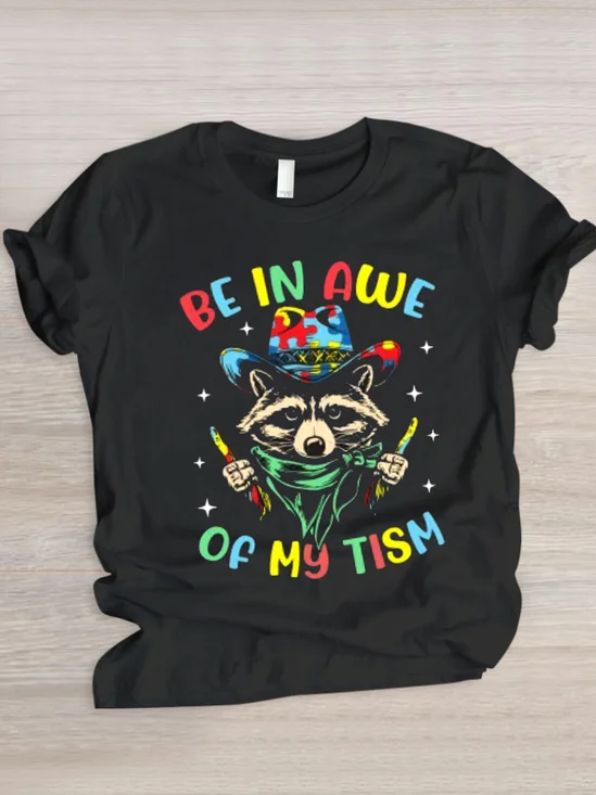 Casual Animal Crew Neck Short Sleeve T-shirt