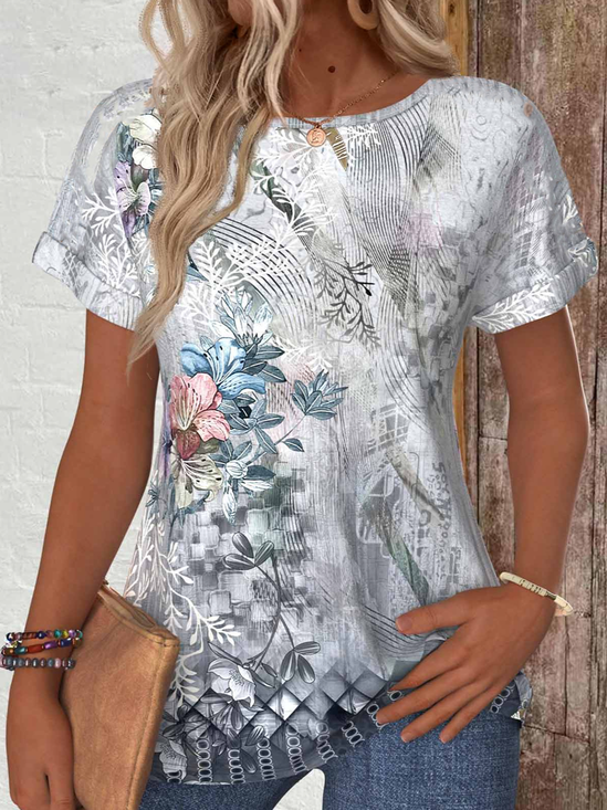 Casual 3D Printing Crew Neck Short Sleeve T-shirt