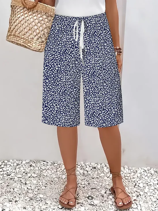 Women Floral Fifth Pants Pants Casual Summer Trousers