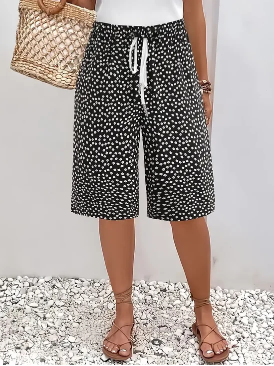 Women Polka Dots Fifth Pants Pants Casual Summer Trousers