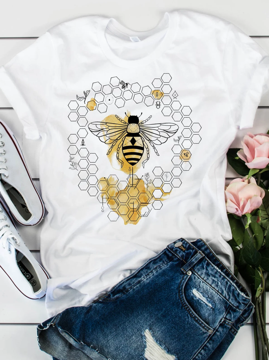 Casual Animal Crew Neck Short Sleeve T-shirt