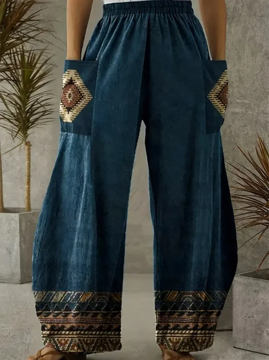 Casual Ethnic Geometry Long Pant