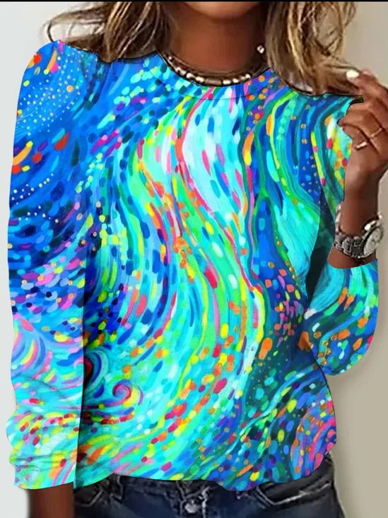 Casual Abstract Graphic Crew Neck Short Sleeve T-shirt