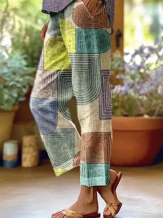 Casual Colorblock Vacation Comfy Long Pants