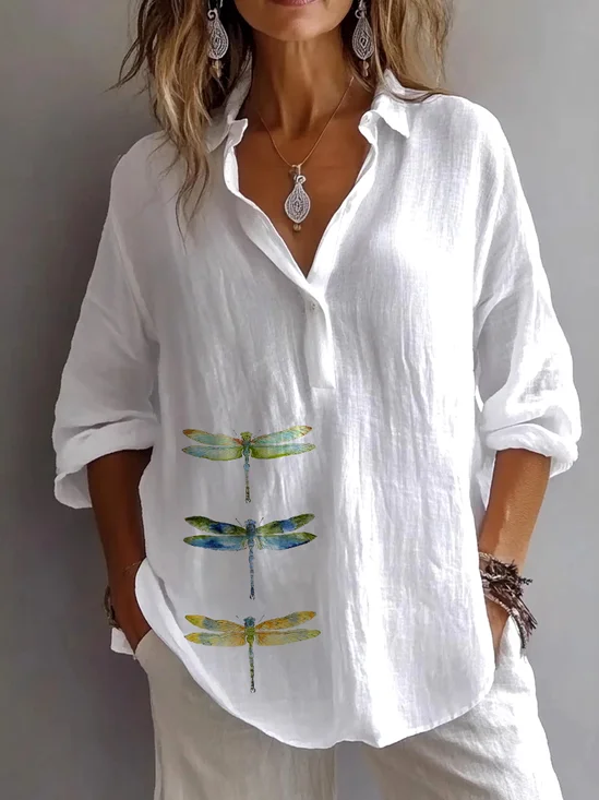 Shirt Collar Long Sleeve Plain Regular Micro-Elasticity Regular Fit Shirt For Women