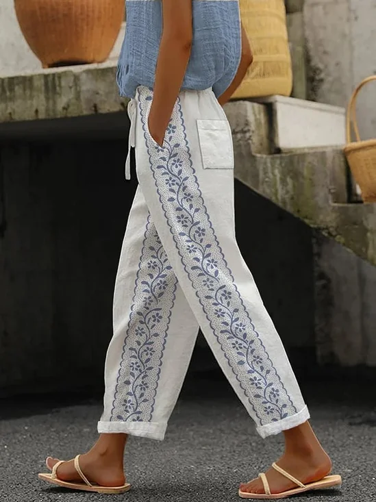 Casual Ethnic Geometry Long Pant