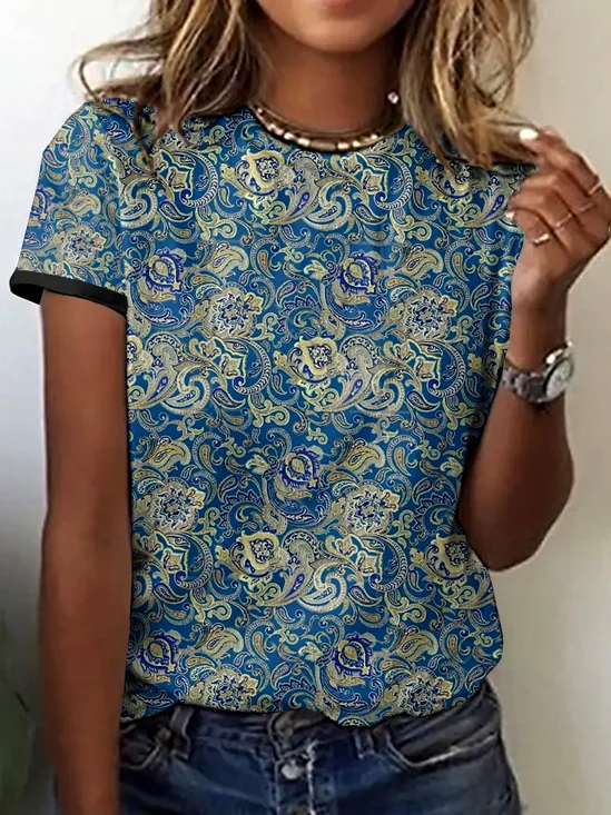 Vintage Animal Crew Neck Short Sleeve T-shirt