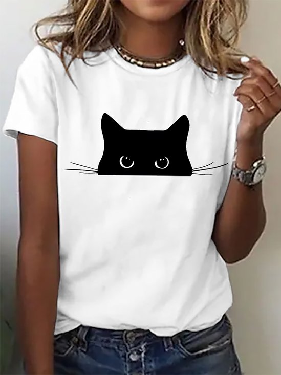 Casual Animal Crew Neck Short Sleeve T-shirt