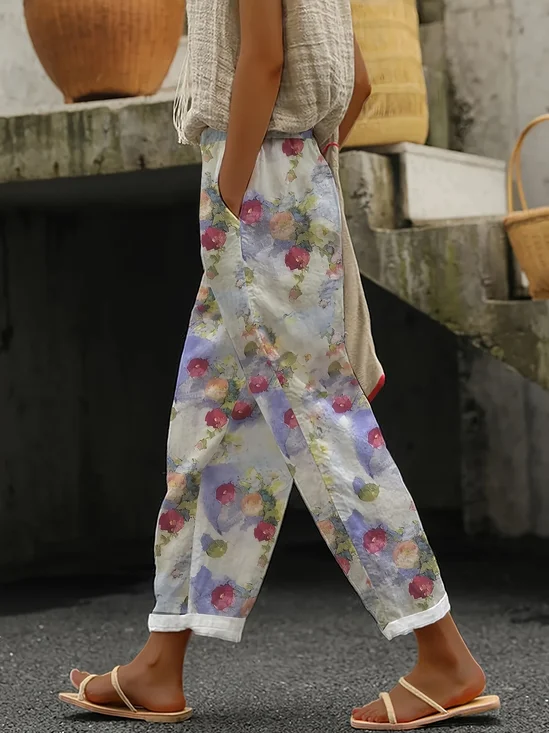 Casual Floral Long Printing Pant