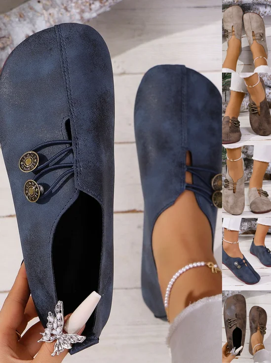 Casual Plain Wearable Slip On Flat Heel Shallow Shoes Buckle