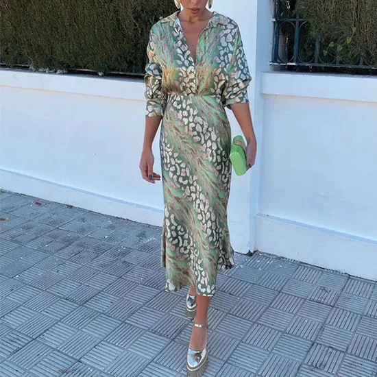 Women Floral Printing Two-Piece Set Daily Long Sleeve Casual Spring/Fall Top With Skirt Matching Set