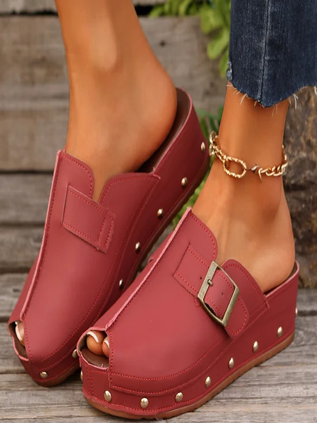 Vintage Plain Hook And Loop High Heel Gladiator Beaded