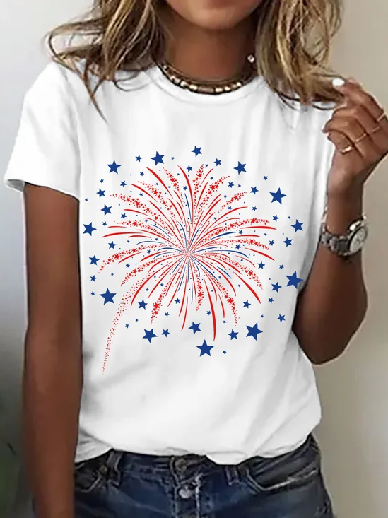 Casual Flag Crew Neck Short Sleeve T-shirt