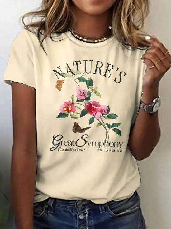 Vintage Animal Crew Neck Short Sleeve T-shirt