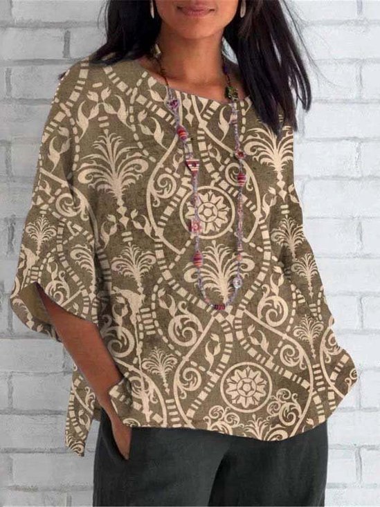 Casual Floral Crew Neck Long Sleeve T-shirt