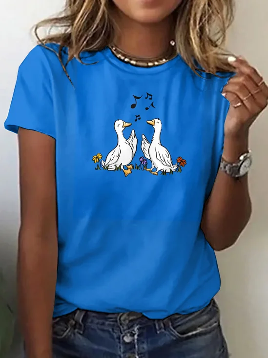 Vintage Animal Crew Neck Short Sleeve T-shirt