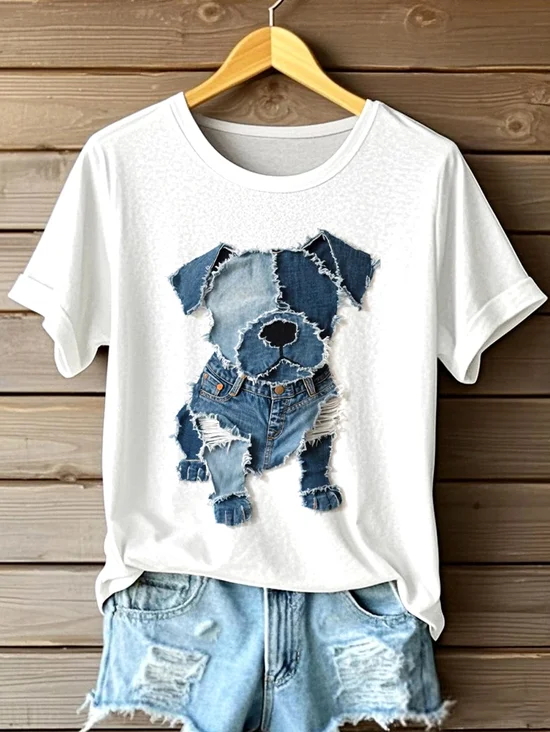 Vintage Animal Crew Neck Short Sleeve T-shirt