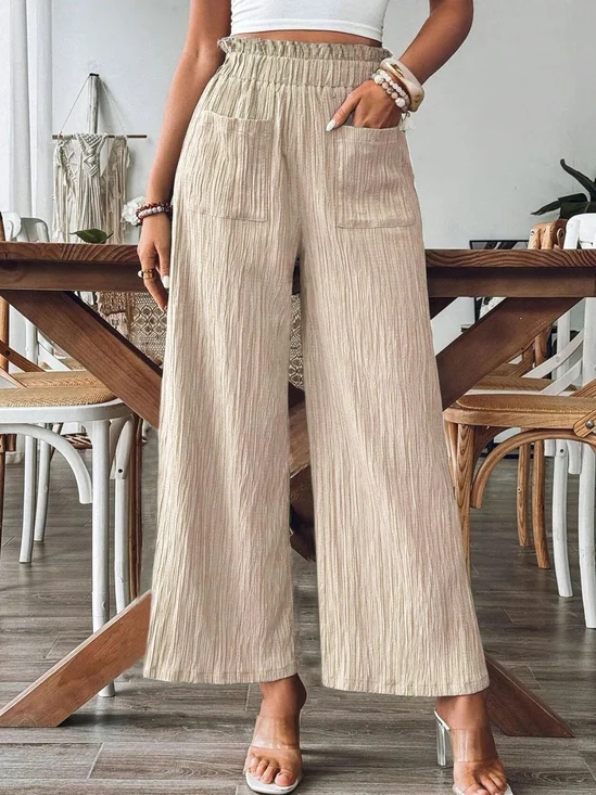 Women Plain Long Pants Casual Summer Trousers