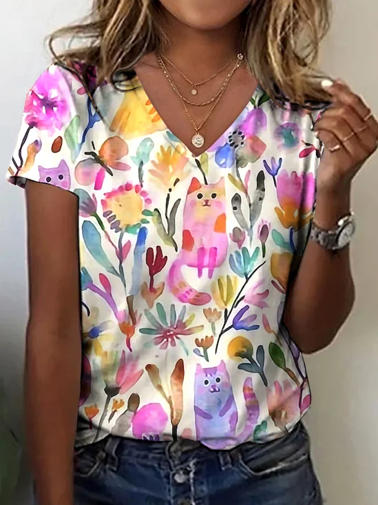 Vintage Animal Crew Neck Short Sleeve T-shirt