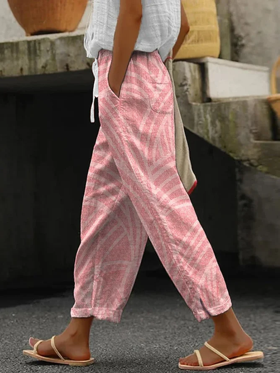 Women Geometric Long Pants Casual Spring/Fall Trousers