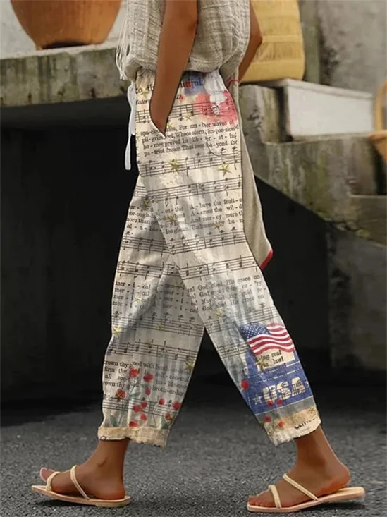 Women Geometric Long Pants Casual Spring/Fall Trousers