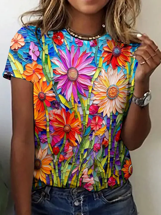 Vintage Animal Crew Neck Short Sleeve T-shirt