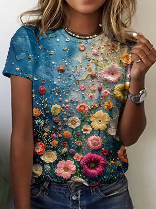 Vintage Animal Crew Neck Short Sleeve T-shirt