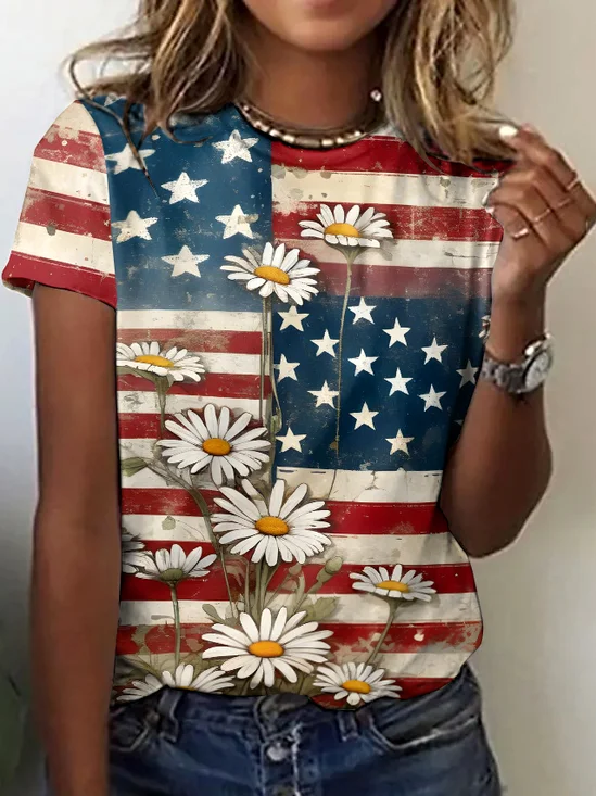 Vintage Animal Crew Neck Short Sleeve T-shirt