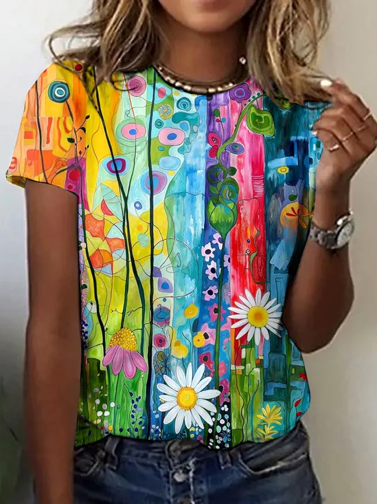 Vintage Animal Crew Neck Short Sleeve T-shirt