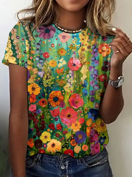 Vintage Animal Crew Neck Short Sleeve T-shirt