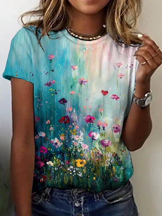 Vintage Animal Crew Neck Short Sleeve T-shirt