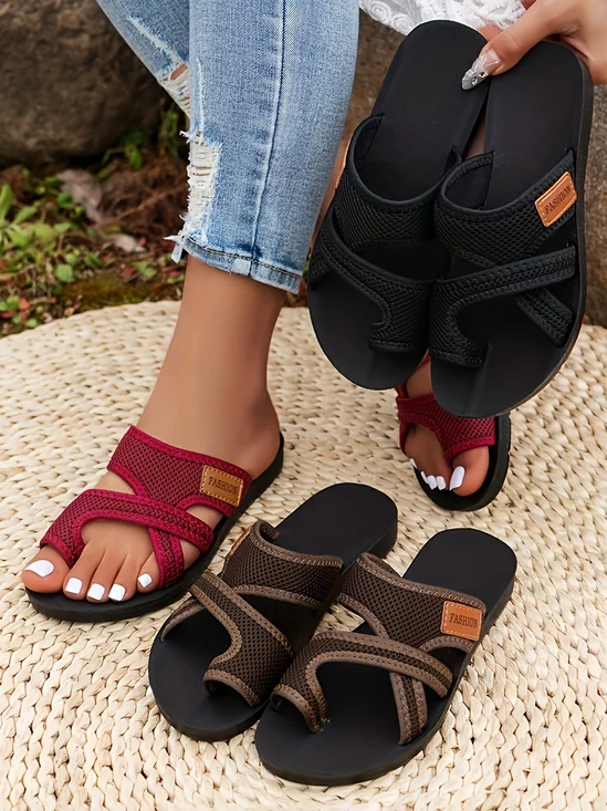 Casual Plain Slip On Flat Heel Slide Sandals